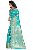 Sugathari Womens Banarasi Saree Pure Kanjivaram Silk Saree Soft New Ladies 2023 Design Wear Pattu Sarees Latest Cotton Party Sari Collections With Blouse Piece For Wedding Sadi (Sam San 9016-Firozi)