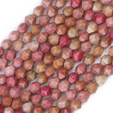 BEADIA Faceted Natural Red Wood Marble Stone Round Beads 10mm 36cm/Strand for Jewelry Making