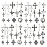 WOCRAFT 120pcs Antique Silver Cross Charms for Jewelry Making Alloy Cross Charms for DIY Crafts (SN024)