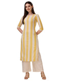 Wedani Women'S Cotton Round Neck Casual Wear Straight Kurta (Krt511) Yellow,Yellow,S