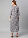 Anni Designer Women'S Cotton Blend Printed Straight Kurta With Pant (Varupini Grey_Xl_Grey_X-Large),Grey,XL,Cotton Blend,Regular,Pants