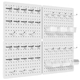 Peg Board for Tools, 4 Pack Metal Pegboard Wall Organizer with Hooks,16 12 White Pegboard Panels for Walls Home, Garage Tool St