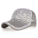 Women Men Studded Rhinestone Crystals Adjustable Ponytail Mesh Baseball Cap Shiny Bling Casual Sports Cap Breathable Sun Hat, B