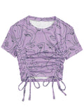 Toplot Printed Crop Top For Women With Short Sleeve (Crop-Top-5100-Purple-Xs),Purple,,B0CBPP2D9Z