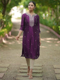 Libas Women'S Silk Embroidered Straight Kurtas (58140O_Wine Wine S