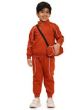 Ameeha Kids Winter Wear Tracksuit Set, Sling Bag, HalfZip Sweatshirt And Joggers Set (In, Age, 1 Year, 2 Years, Rust Orange)