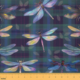 Feelyou Dragonfly Upholstery Fabric - Ornamental Purple Beige Dragonfly Print, Decorative Animal Fabric for DIY Projects - Outdo