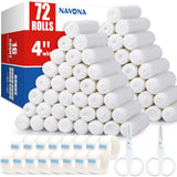 Navona 72 Pack Gauze Rolls Bandages, 4 in x 4.1 Yards, Individually Wrapped Breathable Rolled Gauze, Mummy Wraps, Premium First 