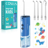 COSLUS T40 Portable Water Flosser for Kids: 4 Gentle Modes for Ages 6+, Braces & Sensitive Teeth - with Fun DIY Stickers, 4 Stor