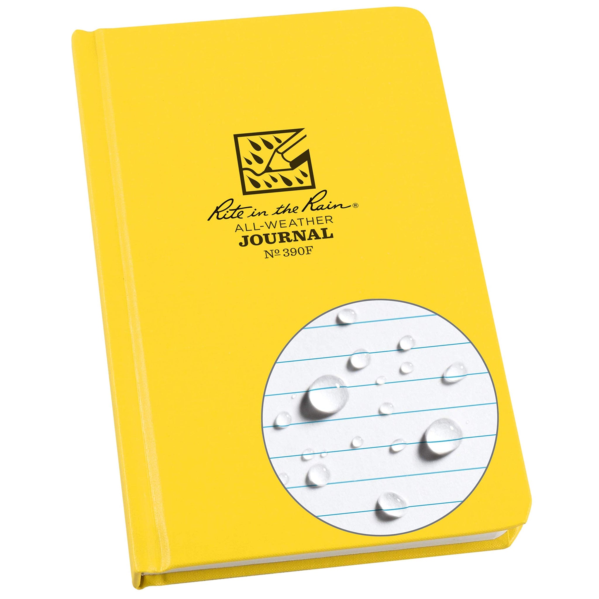 Rite In The Rain Weatherproof Hard Cover Notebook, 4.75 X 7.5X 0.625, Yellow Cover, Journal Pattern (No. 390F)