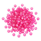 370pcs Transparent Acrylic Alphabet Letter Beads 7mm Flat Round Disc Coin A-Z White Letter Pattern Loose Spacer Beads Charms for