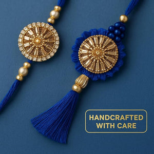 Shalinindia Premium Designer Blue Rakhi Set Of 2 For Bhaiya Bhabhi Traditional Thread Rakhi With Stones Ideal Raksha Bandhan G,Nylon,red