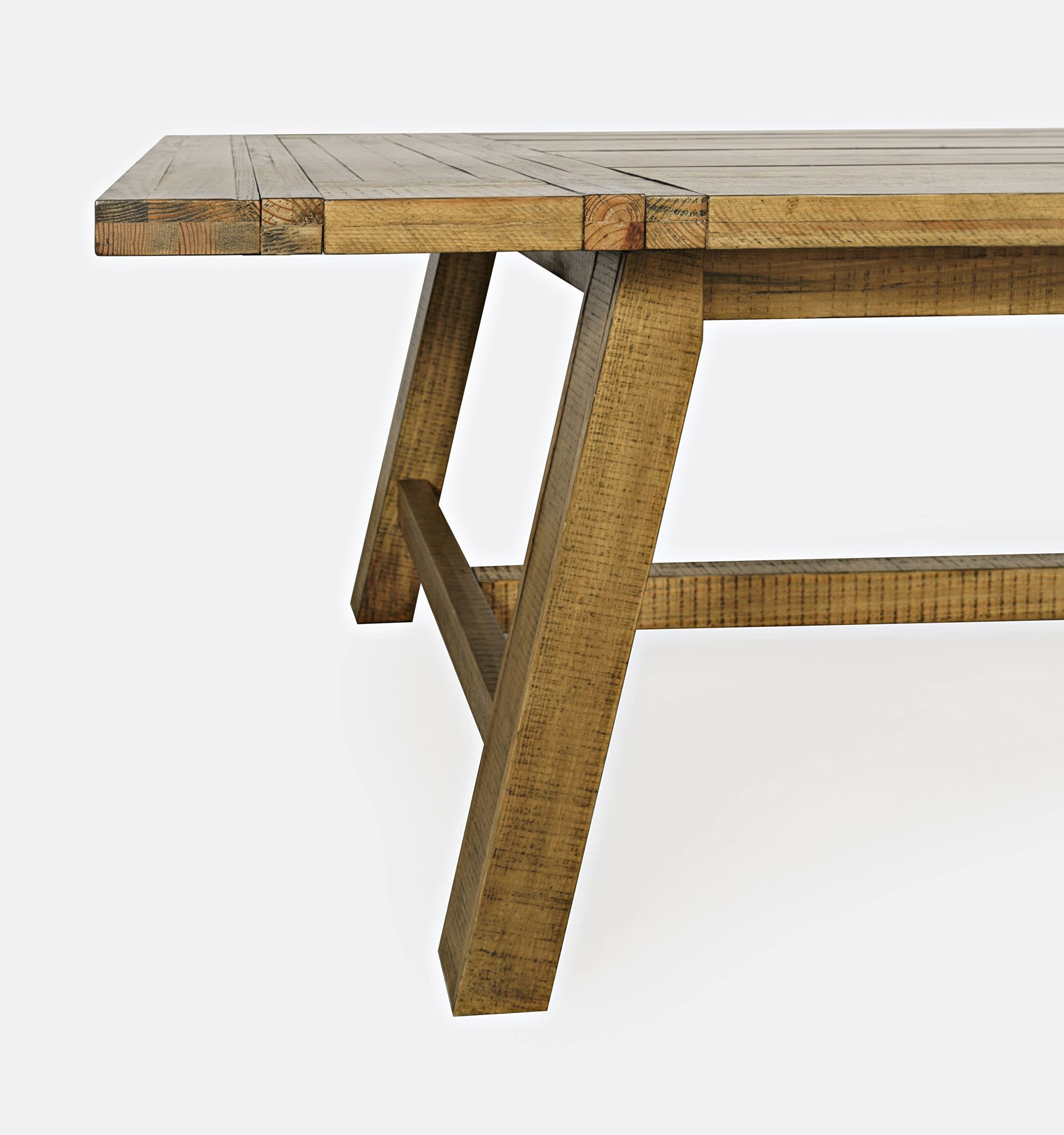 Jofran Telluride Rustic Distressed Pine 127 Trestle Farmhouse Dining Table With Extensions, Gold