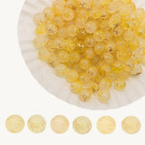PAMIR TONG Yellow Glass Beads 8mm for Bracelet -200pcs- Pretty Round Smooth Loose Beads with Gold line for Necklace-Earring-Jewe