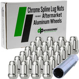DPAccessories Chrome 1/2-20 Lug Nuts for Aftermarket Wheels - Closed End Spline Tuner - 34mm (1.35) Tall - Set of 24 - LCS3A2HC2