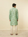 Manyavar Men'S Sage Green Floral Printed Kurta (M)