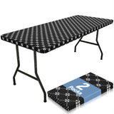 misaya 2 Pack Rectangle Vinyl Table Cloth, Elastic Fitted Tablecloth with Flannel Backing, Waterproof Plastic Table Cover Fits 8