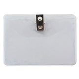 Advantus Horizontal Badge Holder With Clip - 4 X 3 - Vinyl - 50 / Pack - Clear