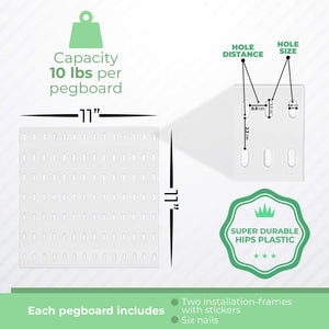 Keepo Pegboard Combination Kit, 4 Pegboards and 14 Accessories Modular Hanging for Wall Organizer, Crafts Organization, Ornament