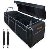 EAROND Car Trunk Organizer with Lid,Collapsible Car Storage Organizer with Multi Compartments and Securing Straps for SUV,Sedan,