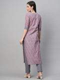 Gosriki Women'S Cotton Blend Printed Straight Kurta With Pant (Padwil Pink-Nwfb08-Gs_M_Pink_Medium),Light Pink,,B0BTJ738QP