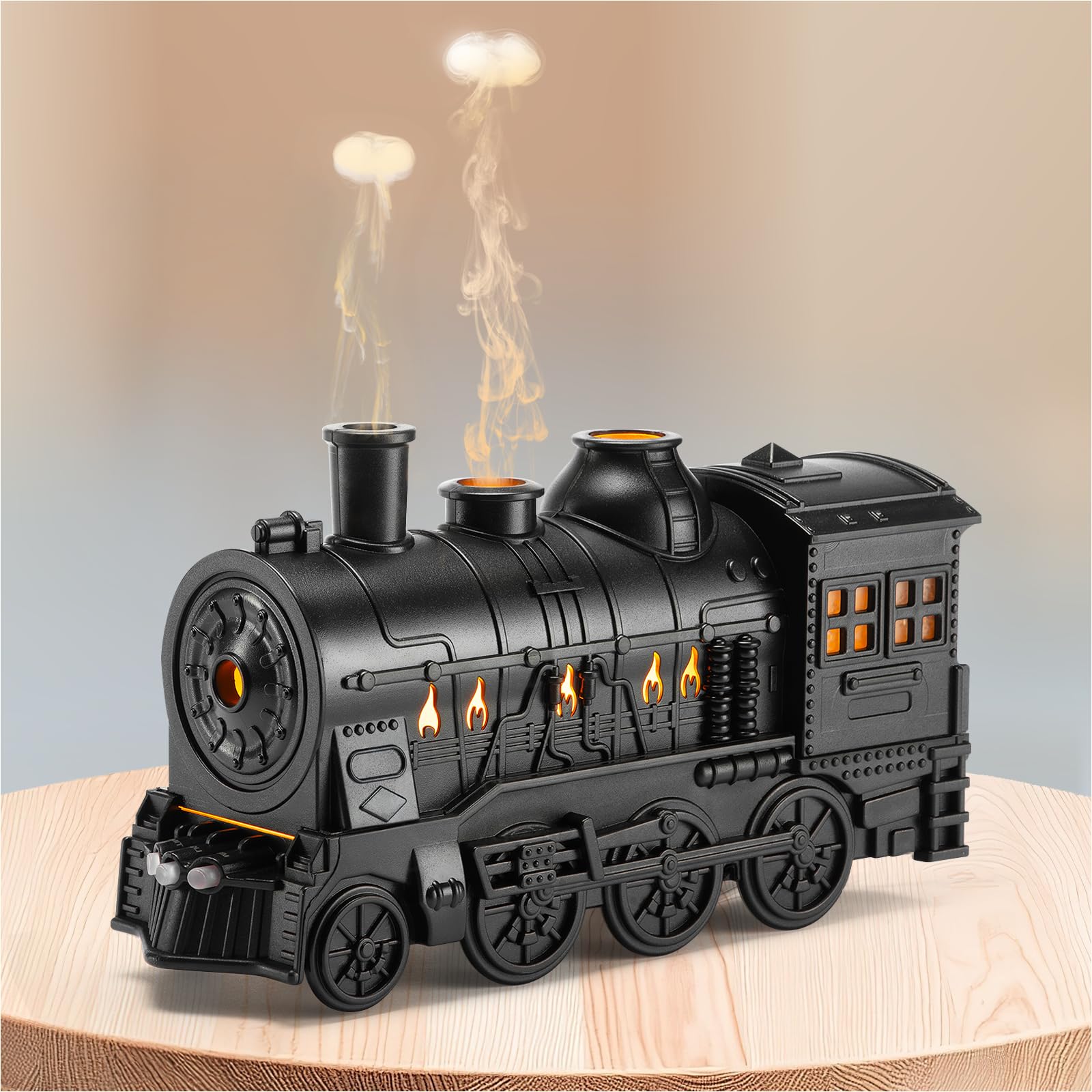 HIROGA Train Diffuser 300ml, Aromatherapy Diffuser Cool Mist Ultrasonic Aroma Train Diffuser with Remote Control 2 Light 2 Mist 