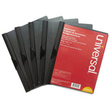 Universal 20515 Plastic Report Cover w/Clip, Letter, Holds 30 Pages, Clear/Black, 5/PK