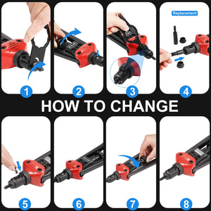 WETOLS 11Pcs Rivet Nut Tool Replacement Mandrels of WE882/WE889, Rivet Nut Tool Accessories Set M3 M4 M5 M6 M8 M10 M12, 10-24, 1