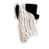 Plutus White Pink Snow Chinchilla Faux Fur Luxury Throw Blanket 114In X 120In