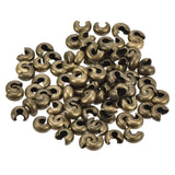 uxcell 100pcs Crimp Bead Covers, 4mm/0.16 Half Round Open Crimp Beads Knot Cover Metal Small Loose Beads End Tip for Bracelet Je