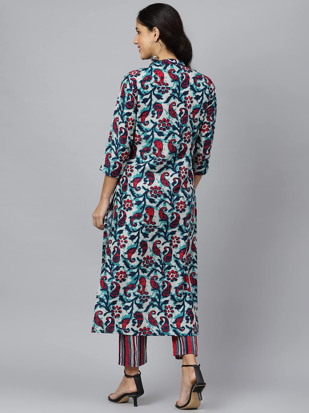 Anni Designer Women'S Cotton Blend Printed Straight Kurta With Pant (Milan Multi_M_Multicolor_Medium),Multicolour,M,Cotton Blend,Straight,Pants