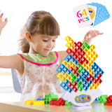 LIMYIOM 64Pcs Tetra Tower Game, Family Board for 2 Players Family Games, Building Blocks Stacking Balance Games Toys for Kids, A