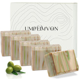 5 Pack Olive Oil Soap Bar, Organic and Natural Soap Handmade with 80% Olive Oil 20% Laurel, Cold Pressed Bar Moisturize and Soot