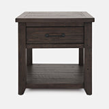 Jofran Madison County Reclaimed Solid Wood Rustic Farmhouse Harris End Table With Drawer And Shelf, Barnwood Brown