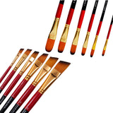 Kamal Combo Pack Of Artist Quality Angular Paint Brush Set Of 6 In Taklon For Oil Painting With Filbert (Synthetic Hair) Taklon 