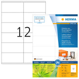 HERMA 10733 Recycled Labels DIN A4 (105 x 48 mm, 80 Sheets, Recycled Paper, Matte) Self-Adhesive, Printable, Permanent Address L