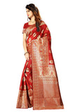 Sugathari Womens Banarasi Saree Pure Kanjivaram Silk Saree Soft New Ladies 2023 Design Wear Pattu Sarees Latest Cotton Party Sari Collections With Blouse Piece For Wedding Sadi (Sam Pari-20-Red)
