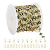YOUBEIYEE 3 Meters Enamel Chain for Jewelry Making Green Oil Drip Four Leaf Clover Jewelry Chains Bulk with Jump Rings and Lobst