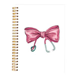 KAOWT Nursing Gifts Notebook Journal, Nurse Gifts Notebooks for Note Taking, Preppy Coquette Pink Bow Stethoscope Journal, Aesth