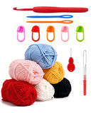 16 Pcs Complete Crochet Kit For Beginners Adults &Kids AllIn One Crochet Starter Kit 6 Random Multicolour Yarn,Crochet Hook,5 S