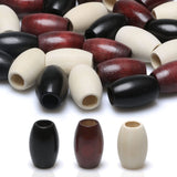 50PCS Oval Wood Beads for Bead Crafts Making, Black, Maroon Unfinished Mixed Colors Wooden Barrel Beads Macrame Beads with 9mm H