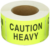 Aviditi Tape Logic 3 x 5,Caution Heavy Fluorescent Yellow Warning Sticker, for Shipping, Handling, Packing, and Moving (1 Ro