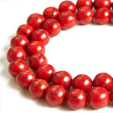 100pcs 10mm Red Turquoise Beads Natural Gemstone Beads Round Loose Beads for Crafting and Jewelry Making