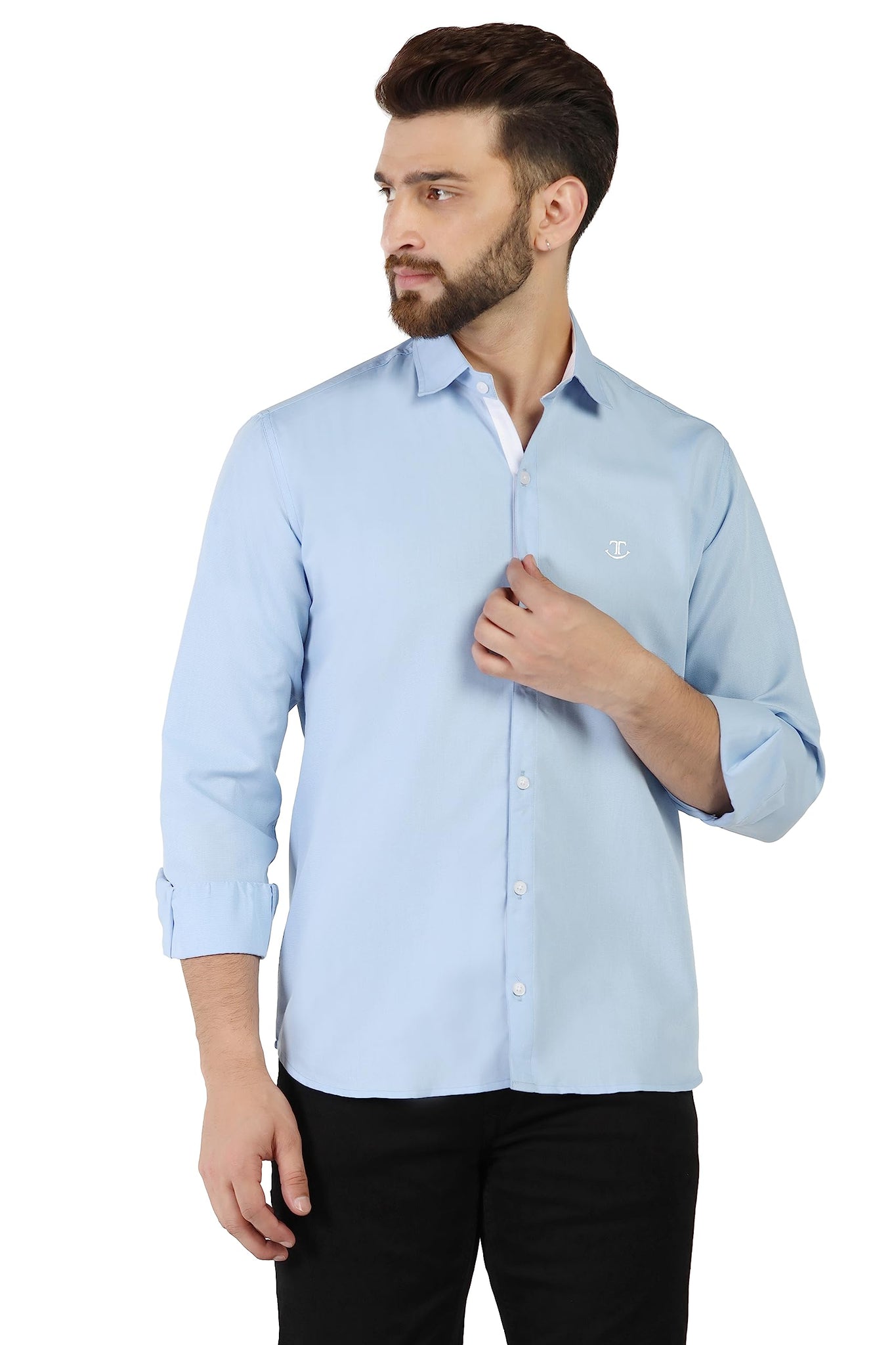 Toplot Men'S Solid Slim Fit Cotton Blend Casual Shirt With Spread Collar & Full Sleeves (Plain-Shirt-5112-Sky-Xxl),Sky,2,B0C65X3D4F