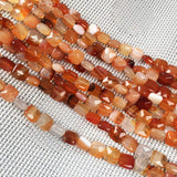 Natural Stone Beads Square Faceted Beading red Agate Gemstone Loose Beads for Jewelry Making 7.9 inches 2 Strands