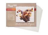 Fluid 100 Artist Watercolor Paper, 140 lb (300 GSM) 100% Cotton Cold Press for Watercolor Painting and Wet Media, 11 x 14 Pochet