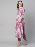 Anni Designer Women'S Cotton Blend Printed Straight Kurta With Pant (Navya Pink_Xxl_Pink_Xx-Large),Pink,2XL,Cotton Blend,Regular,Kurta