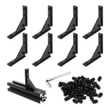 BLCCLOY 8Pcs 2020 Aluminum Extrusion Black Corner Bracket T Slot Inside L Shape Joint Angle Hardware Panel Mount Connector with 