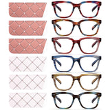 CHOFILORD 6 Pack Fashion Reading Glasses for Women Men Blue Light Blocking Oversized Square Readers with Spring Hinge (Mixed A3,
