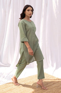 Gosriki Women'S Rayon Blend Straight Solid Kurta With Pant (Nanital Green-Gs_Xl_Green_X-Large),Green,,B0DNK9L7GV